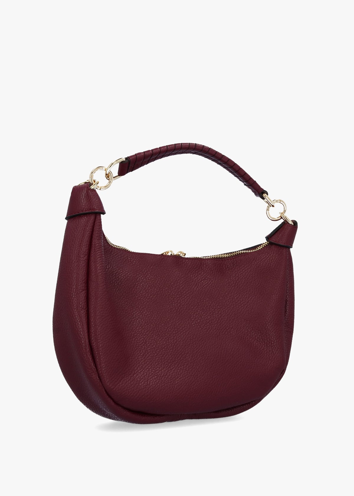 Licia Burgundy Leather Slouchy Shoulder Bag