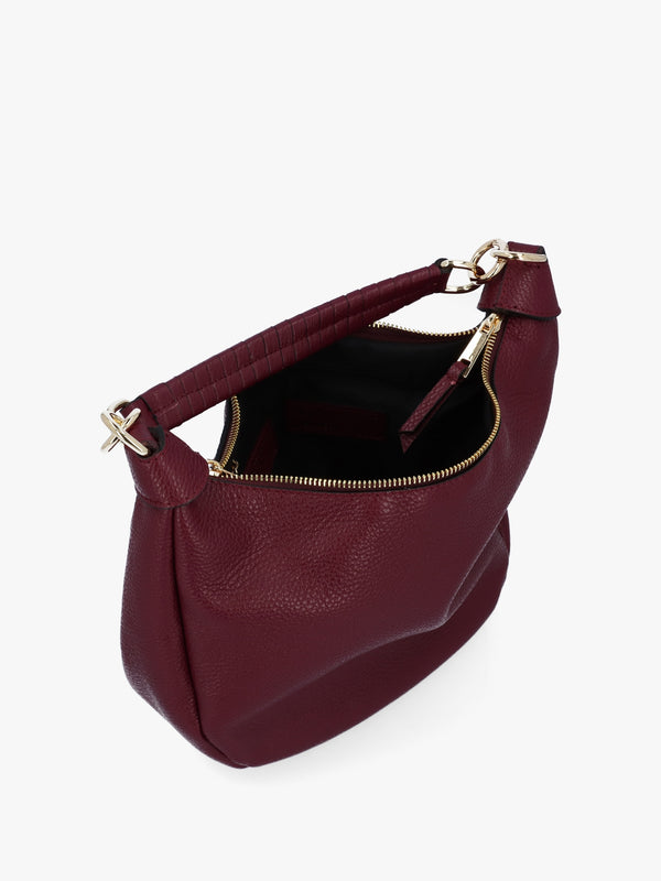Licia Burgundy Leather Slouchy Shoulder Bag
