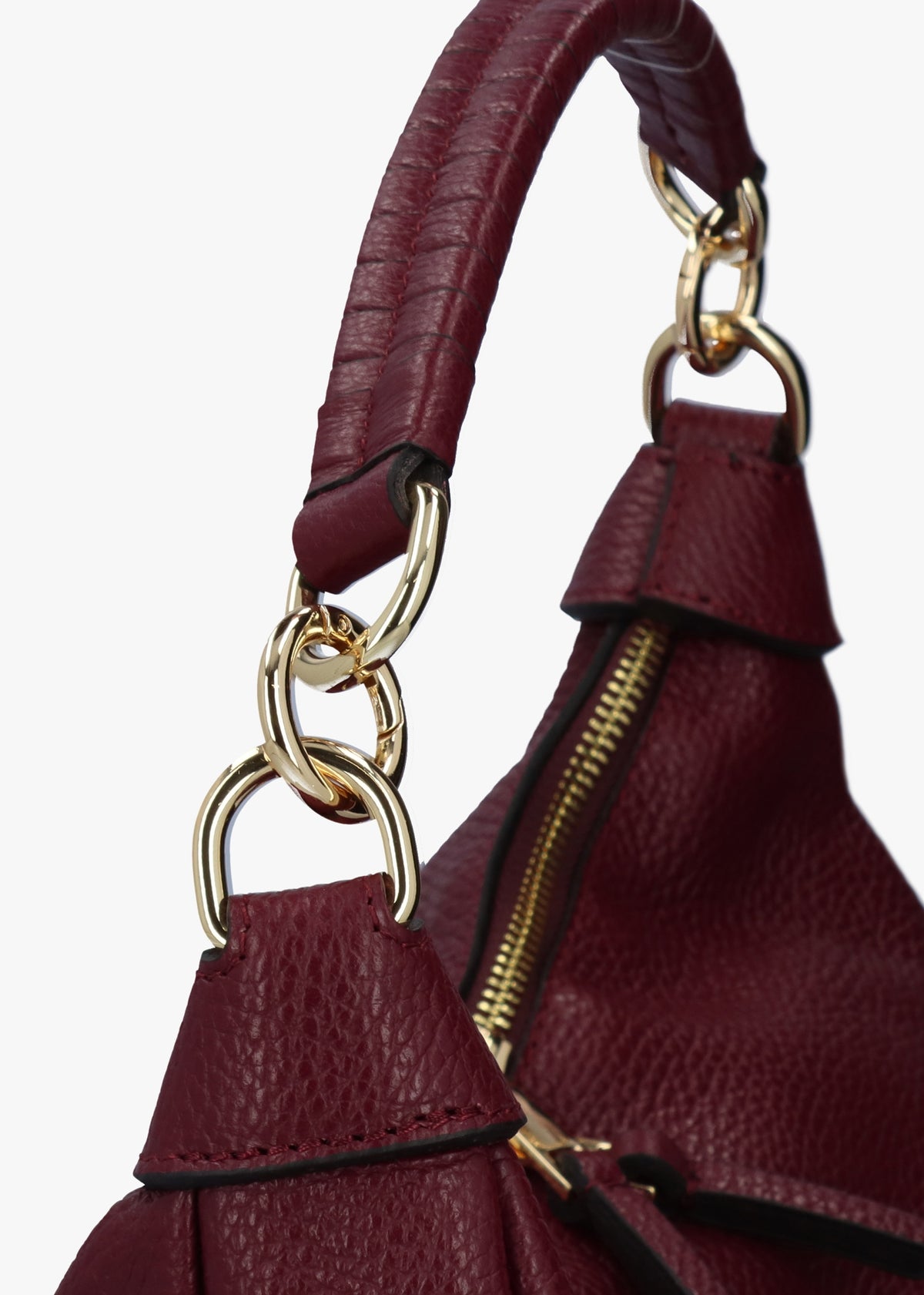 Licia Burgundy Leather Slouchy Shoulder Bag