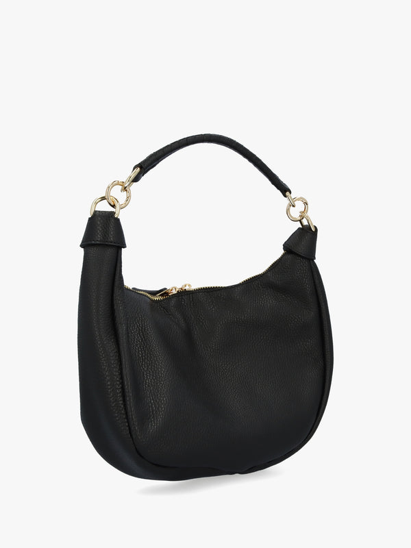 Licia Black Leather Slouchy Shoulder Bag