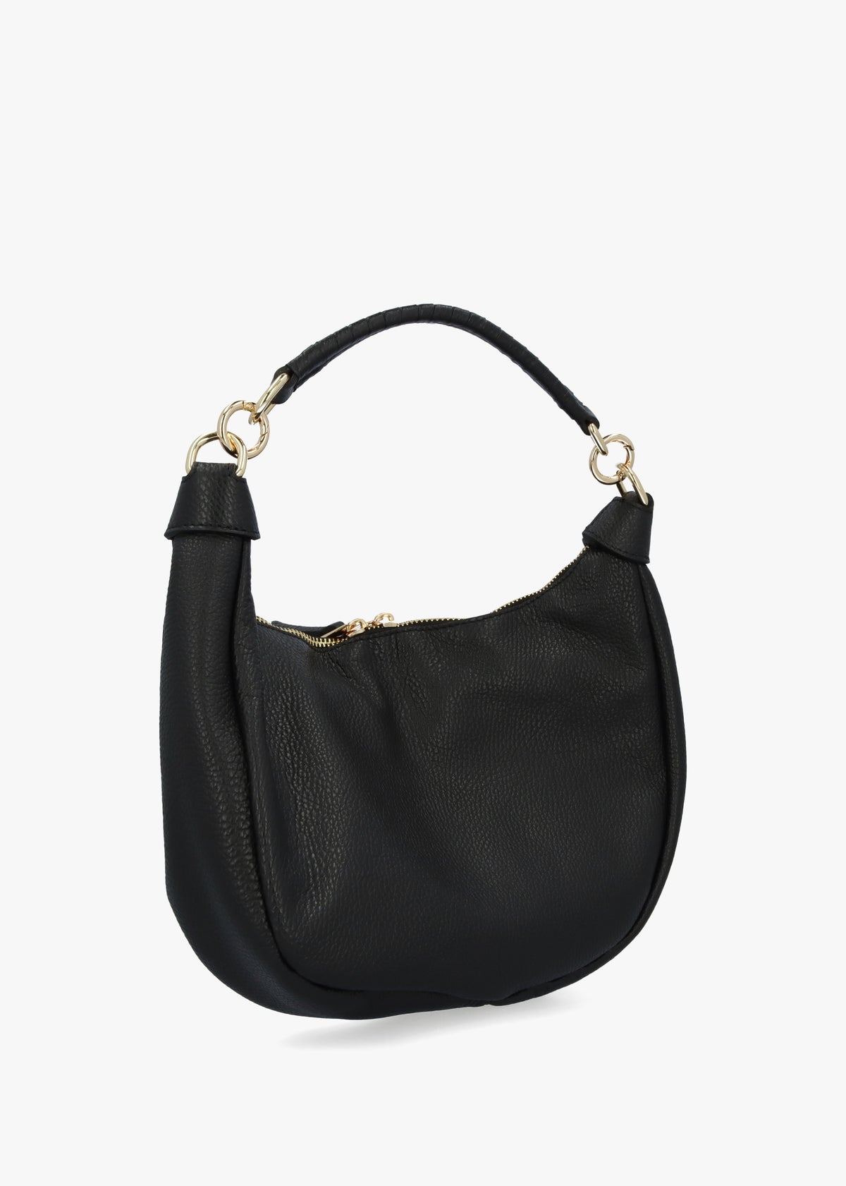 Licia Black Leather Slouchy Shoulder Bag