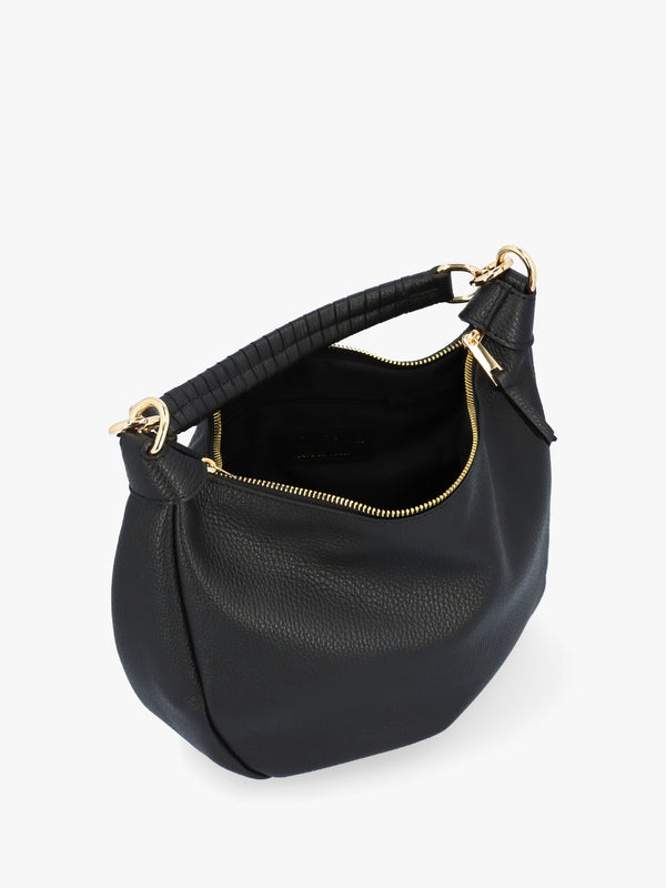 Licia Black Leather Slouchy Shoulder Bag
