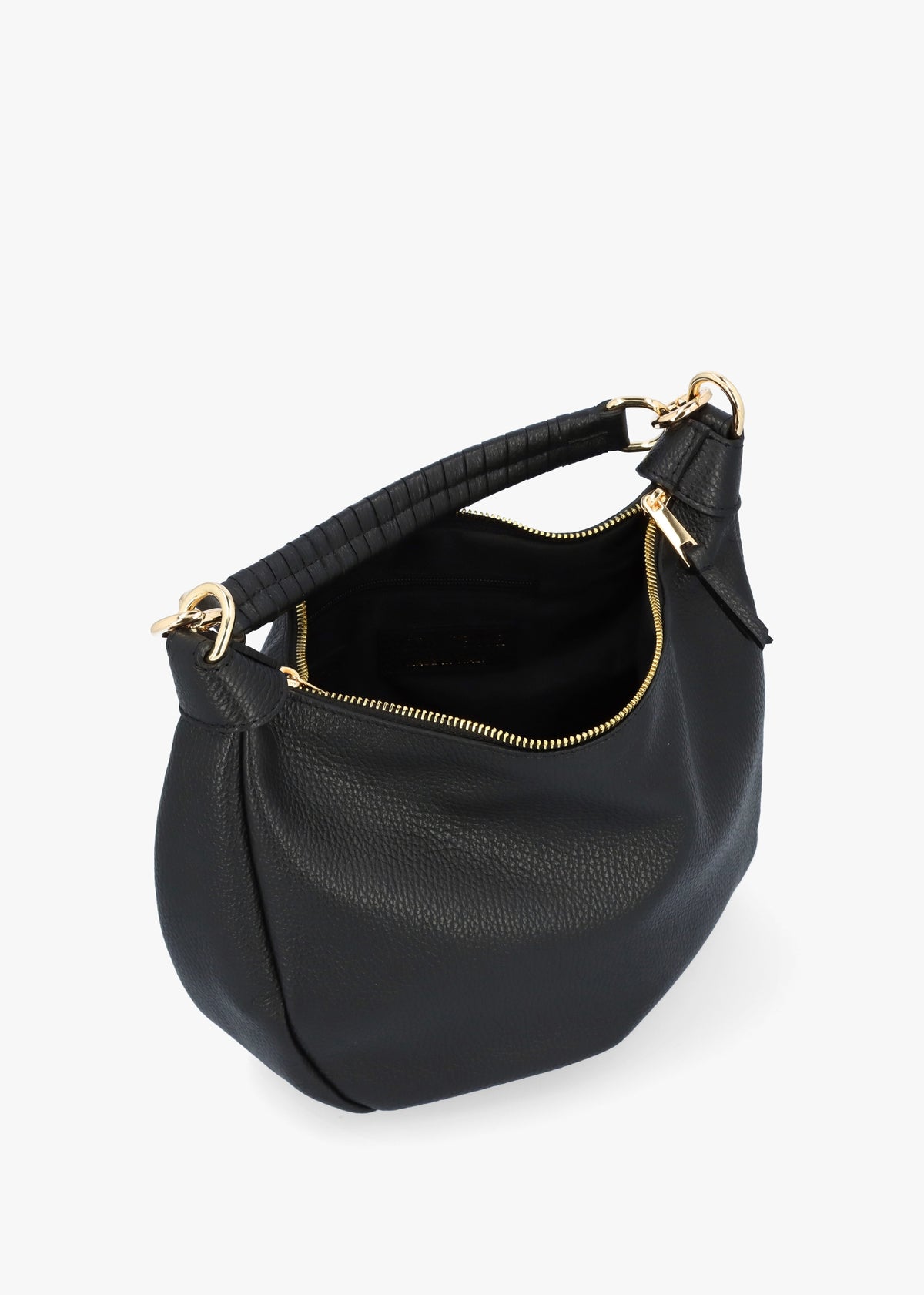 Licia Black Leather Slouchy Shoulder Bag