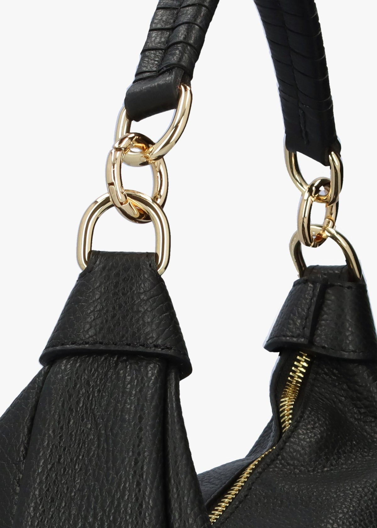 Licia Black Leather Slouchy Shoulder Bag