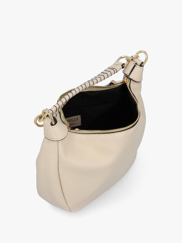Licia Cream Leather Slouchy Shoulder Bag