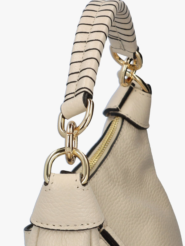 Licia Cream Leather Slouchy Shoulder Bag