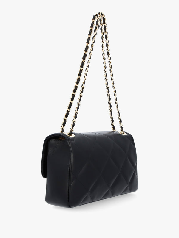 Loxie Quilted Black Leather Shoulder Bag