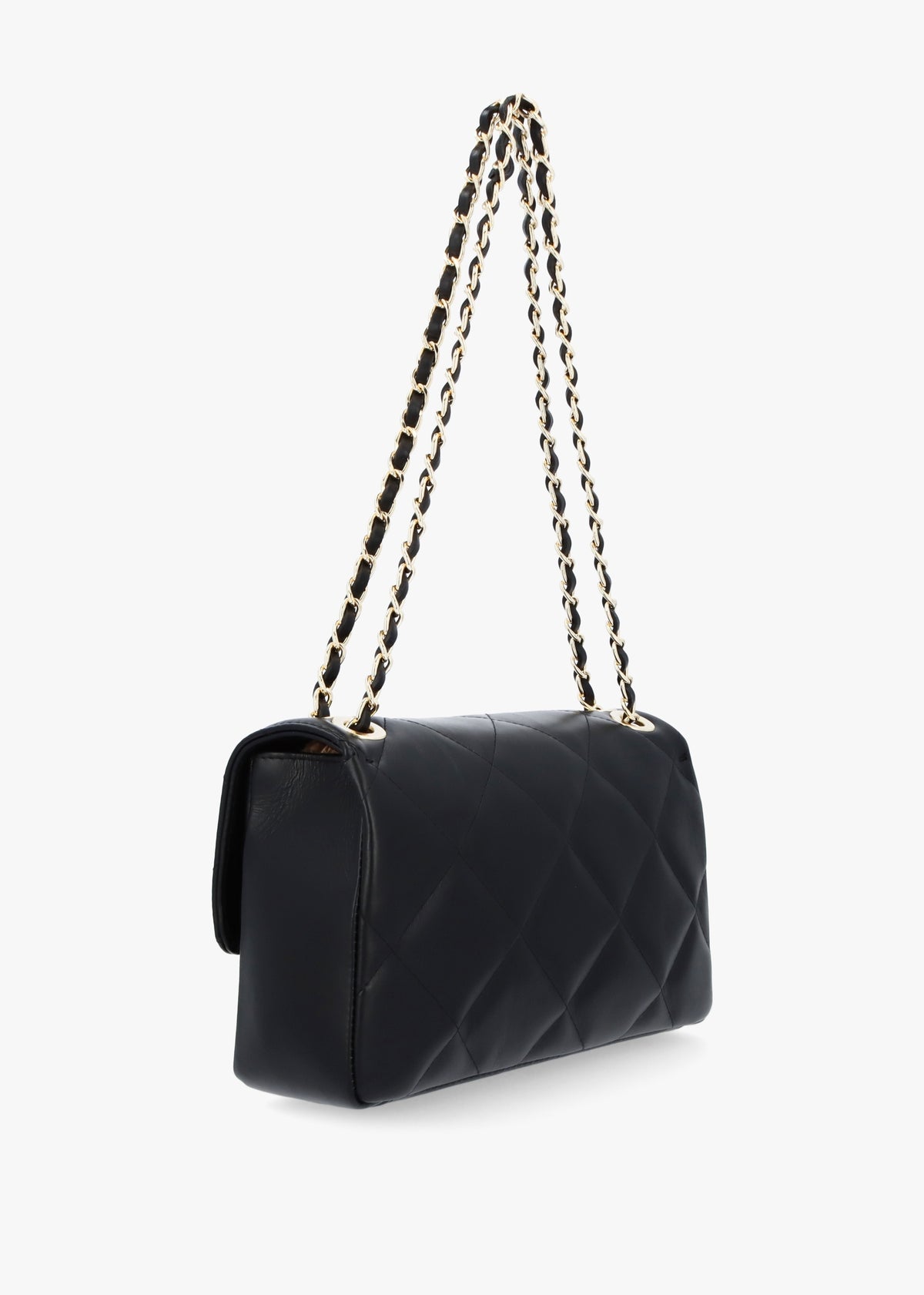 Loxie Quilted Black Leather Shoulder Bag