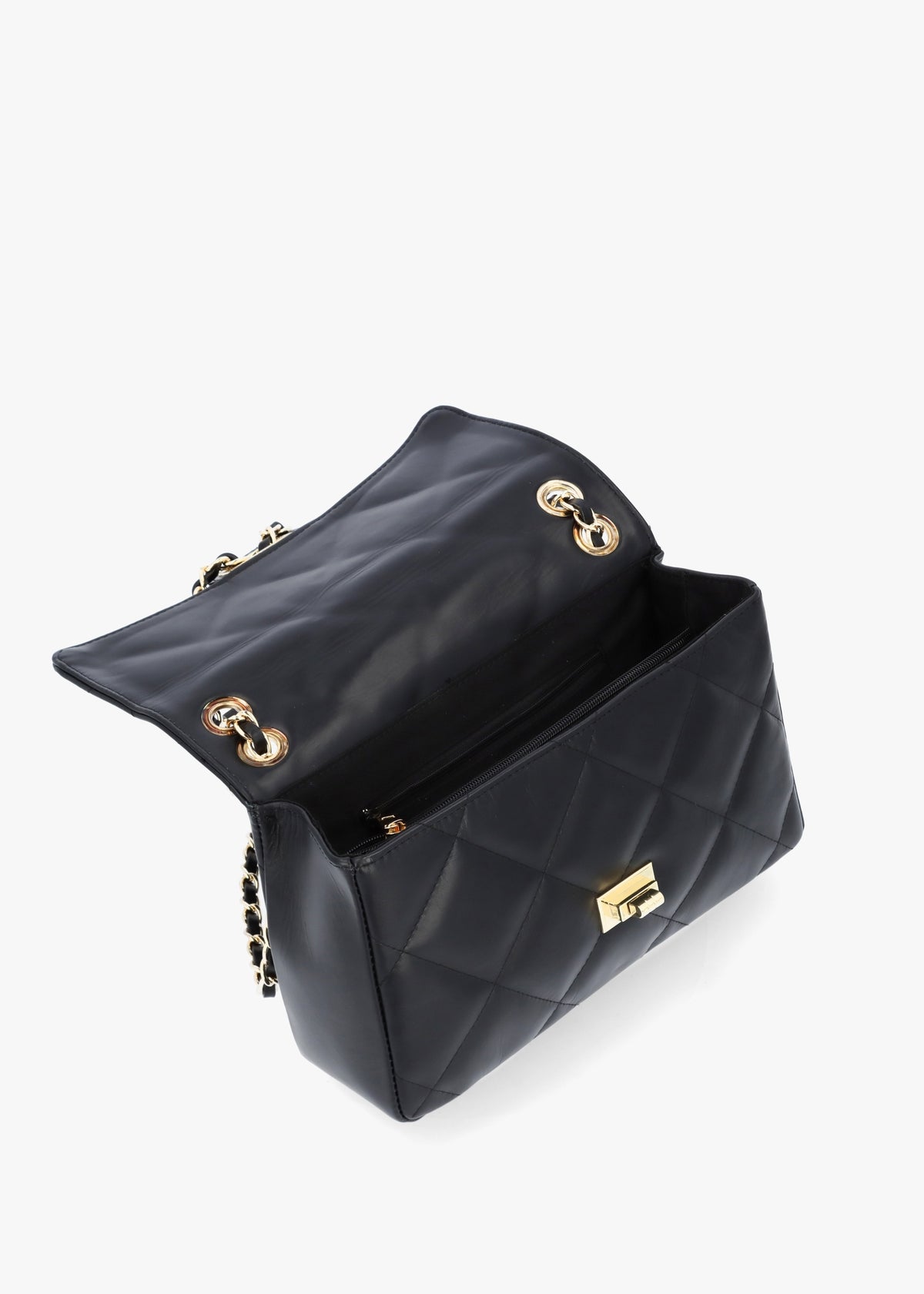 Loxie Quilted Black Leather Shoulder Bag