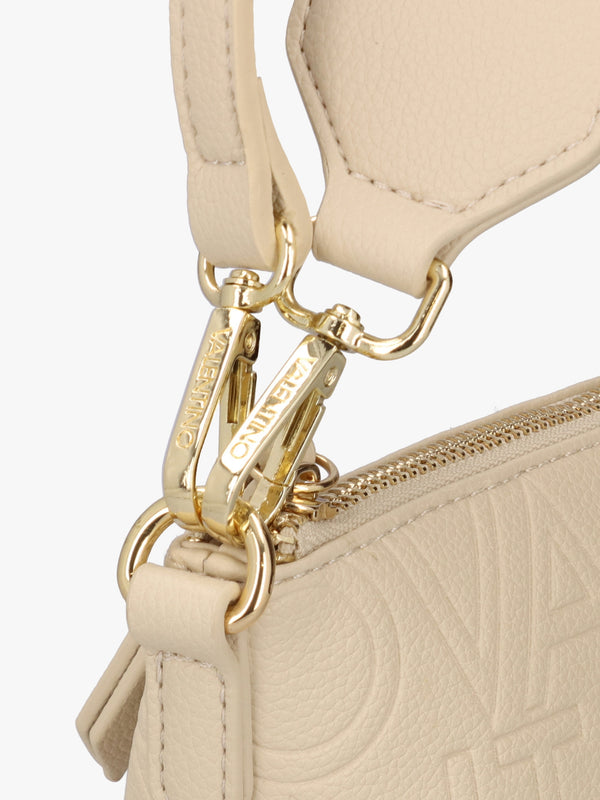 Pansy Logo Top Zip Ecru Cross-Body Bag