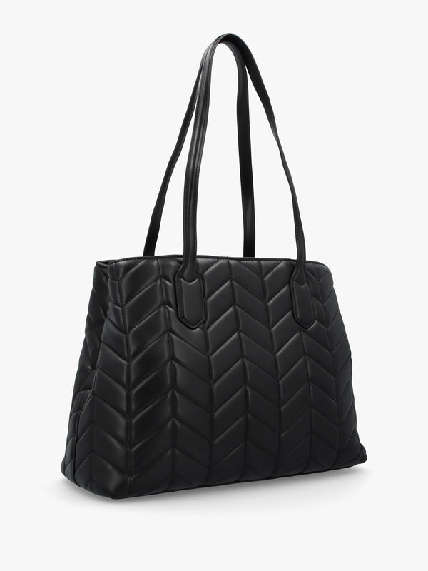 Petal Quilted Chevron Nero Shopper Bag