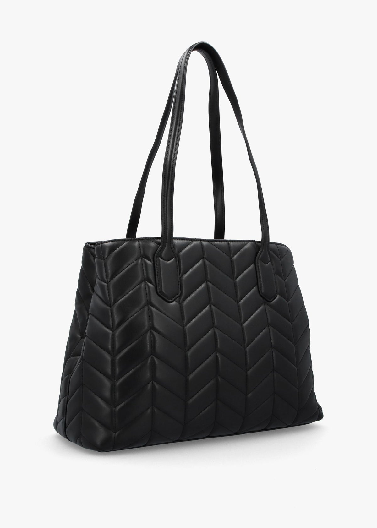 Petal Quilted Chevron Nero Shopper Bag