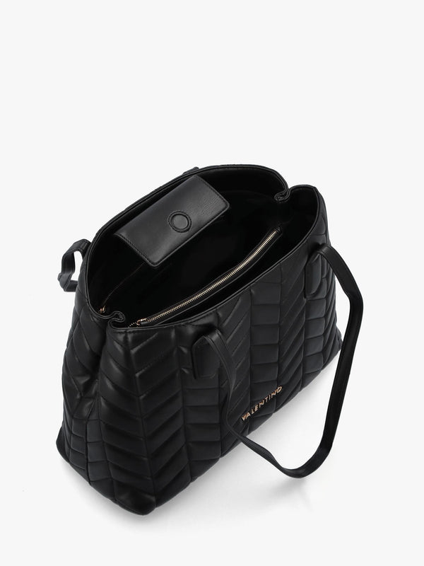 Petal Quilted Chevron Nero Shopper Bag