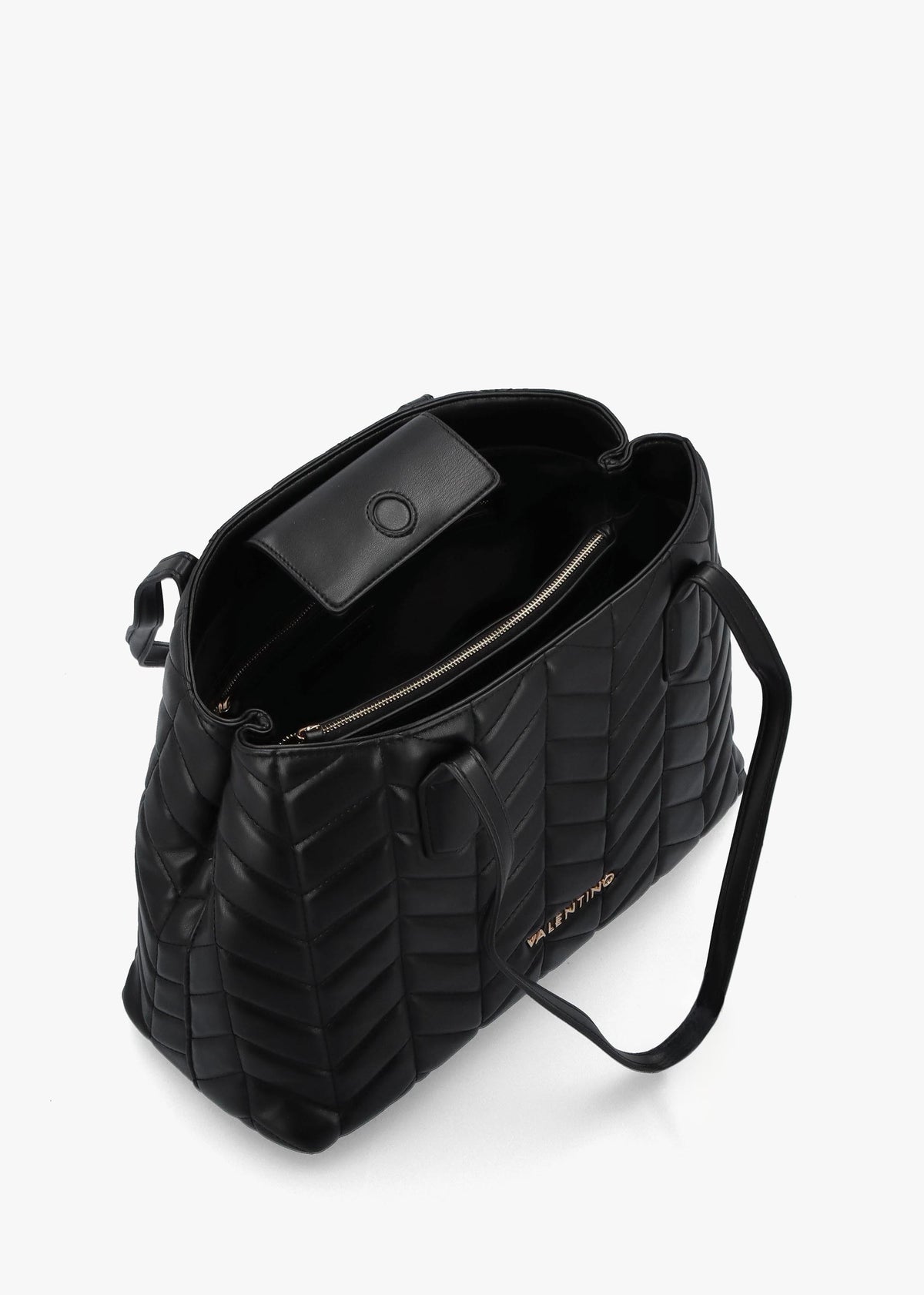 Petal Quilted Chevron Nero Shopper Bag