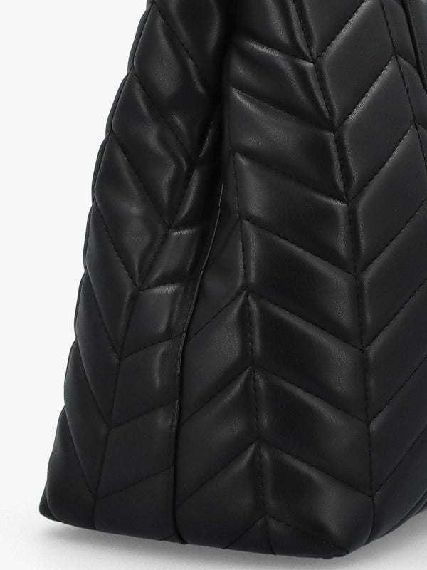 Petal Quilted Chevron Nero Shopper Bag