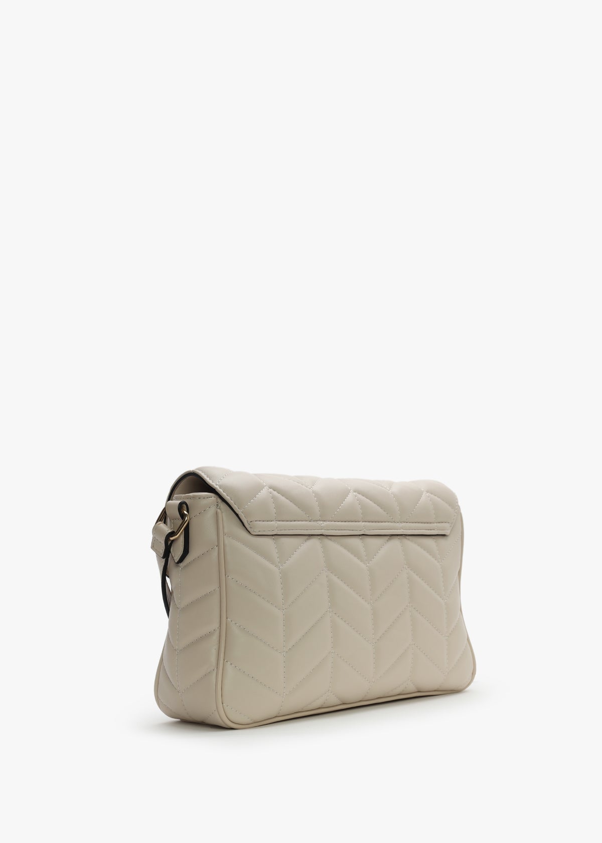 Petal Quilted Chevron Ecru Cross-Body Bag