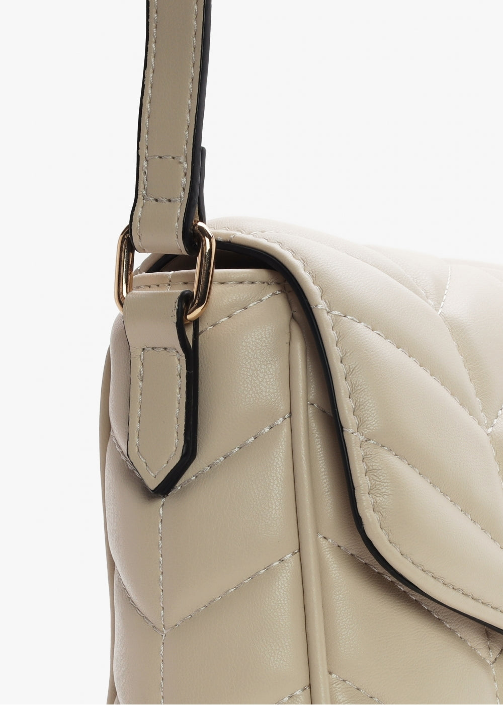 Petal Quilted Chevron Ecru Cross-Body Bag