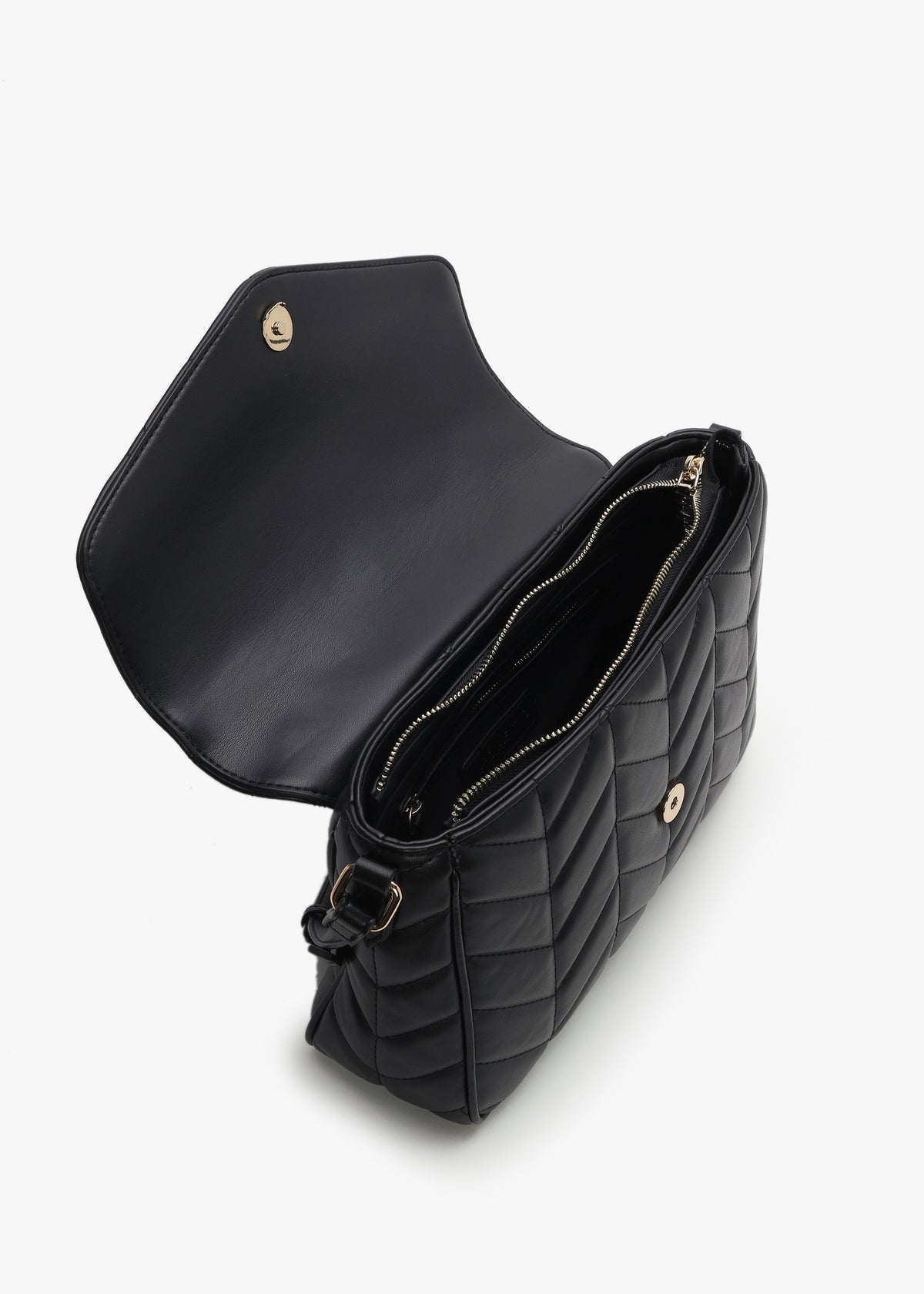 Petal Chevron Nero Cross-Body Bag