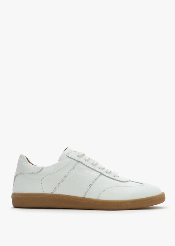 Stripe White Leather Low Profile Trainers