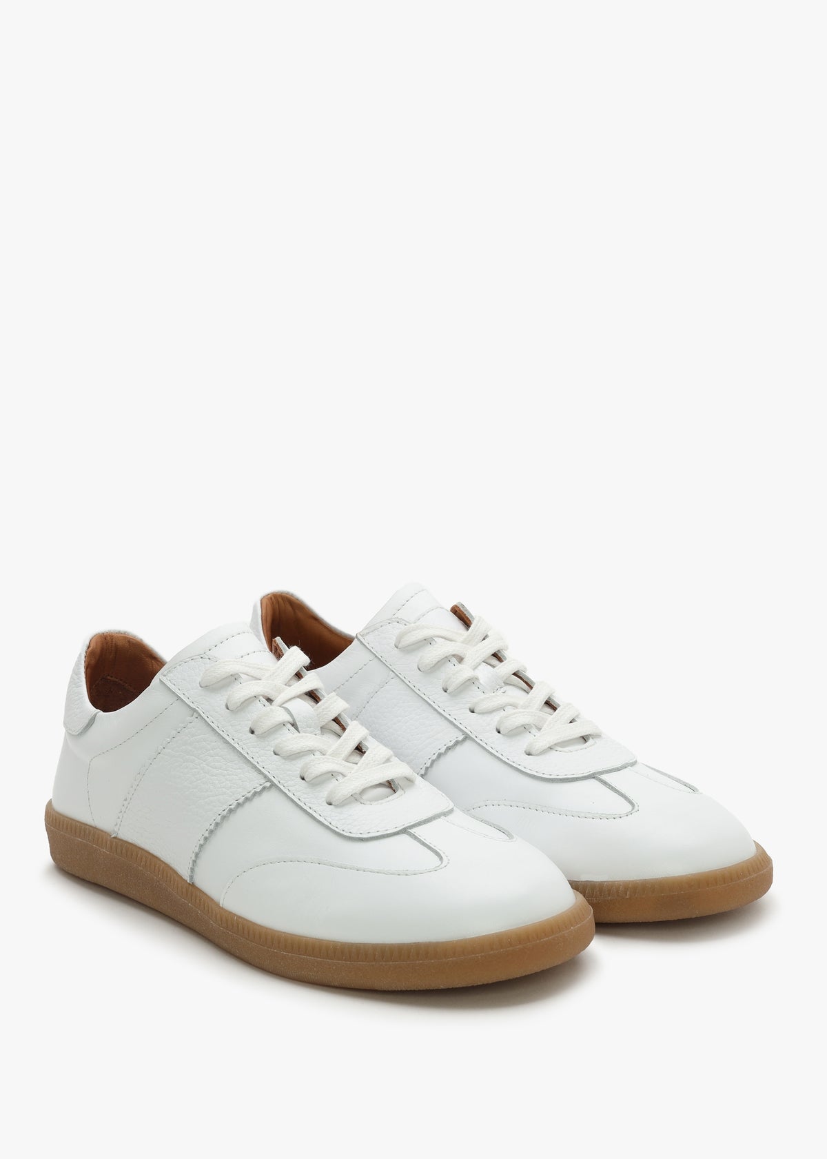 Stripe White Leather Low Profile Trainers
