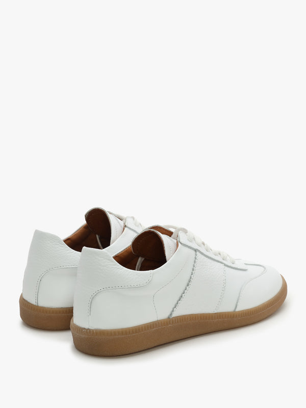 Stripe White Leather Low Profile Trainers