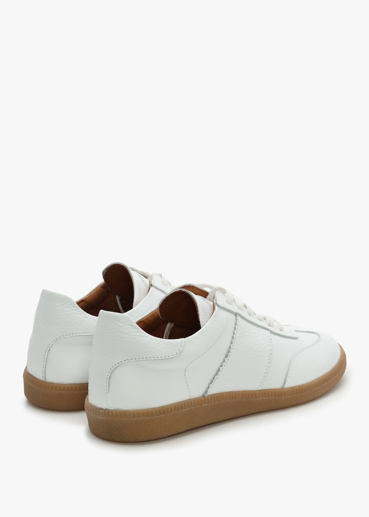 Stripe White Leather Low Profile Trainers
