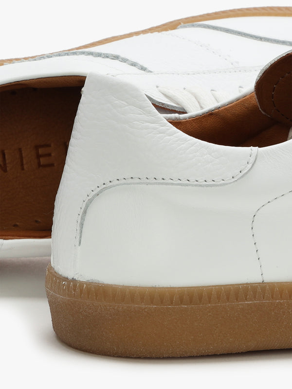Stripe White Leather Low Profile Trainers