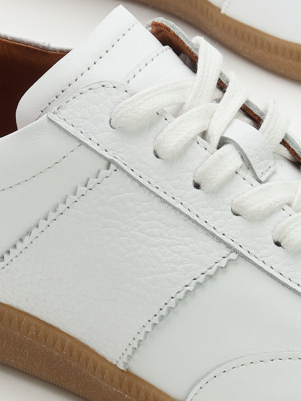 Stripe White Leather Low Profile Trainers