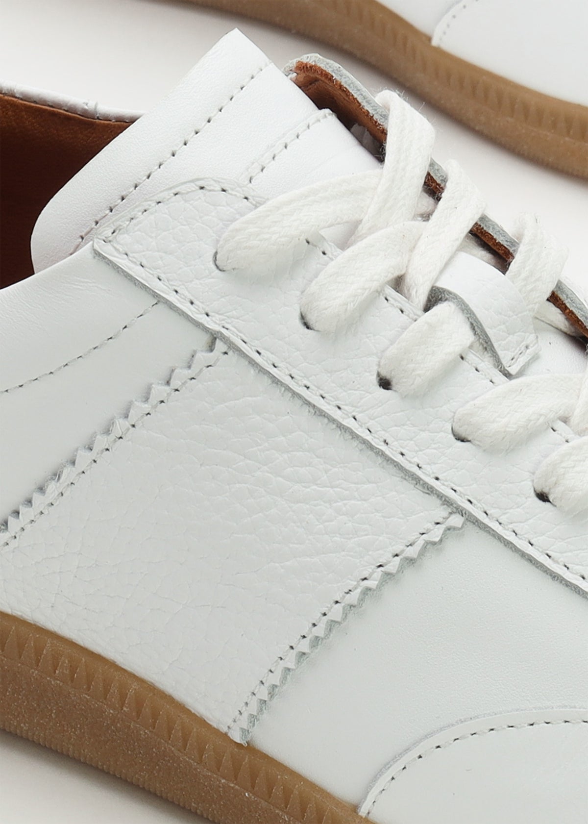 Stripe White Leather Low Profile Trainers
