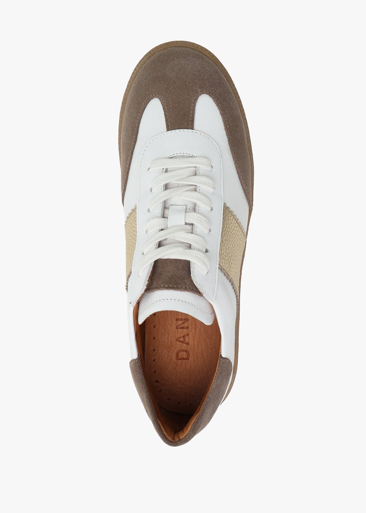 Stripe Taupe Leather & Suede Low Profile Trainers