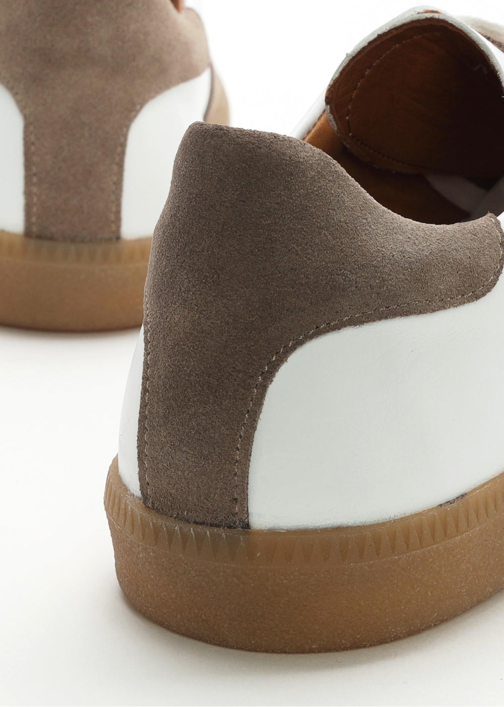 Stripe Taupe Leather & Suede Low Profile Trainers