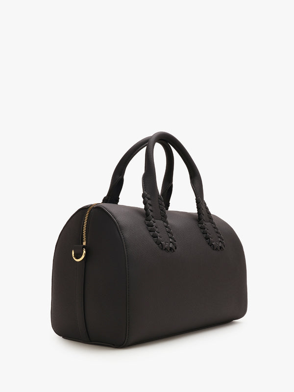 Whipstitch Nero Top Handle Barrel Bag