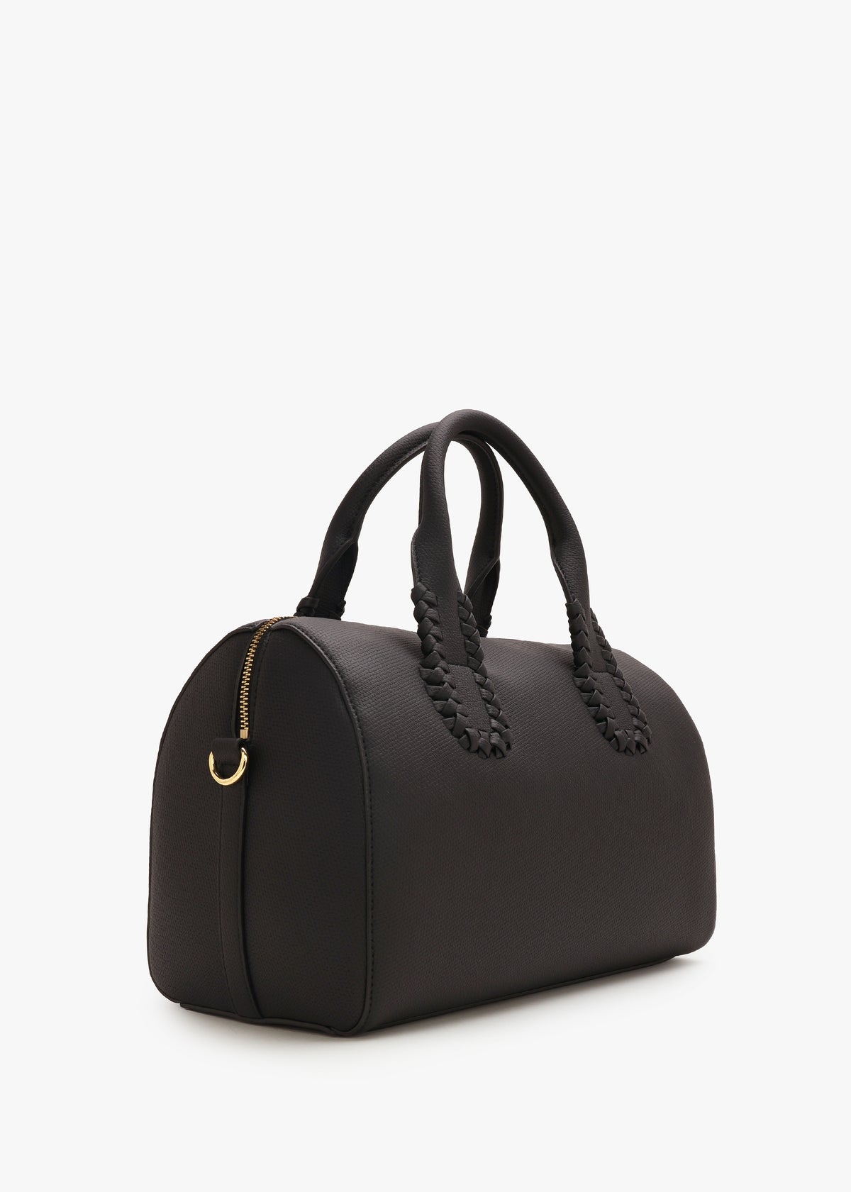Whipstitch Nero Top Handle Barrel Bag