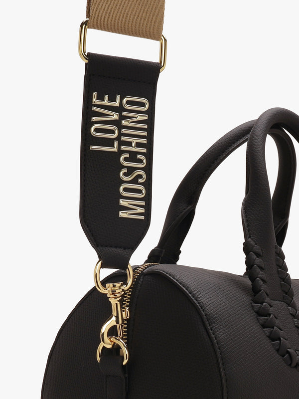 Whipstitch Nero Top Handle Barrel Bag
