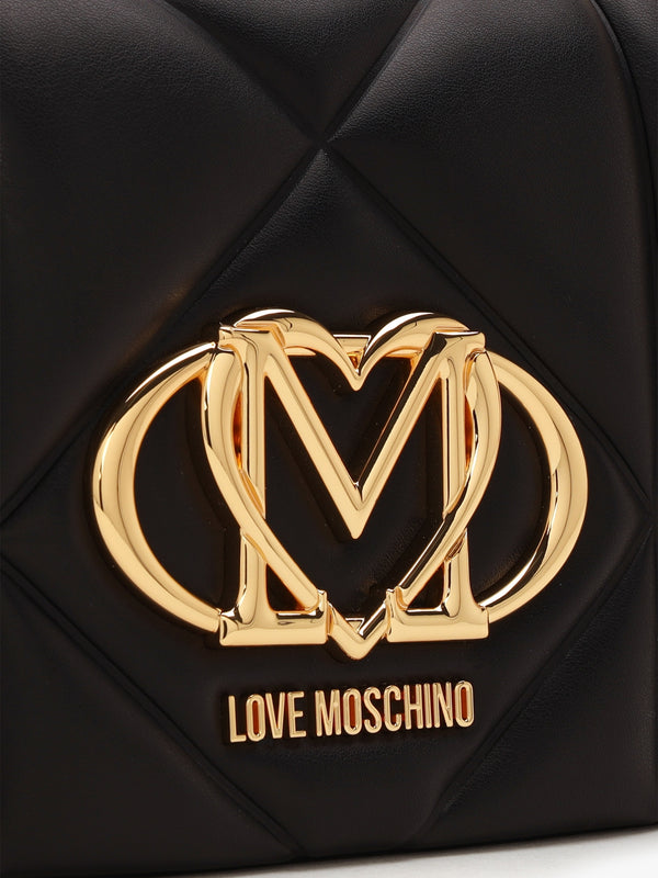 Heart Logo Quilted Nero Cross Body Bag