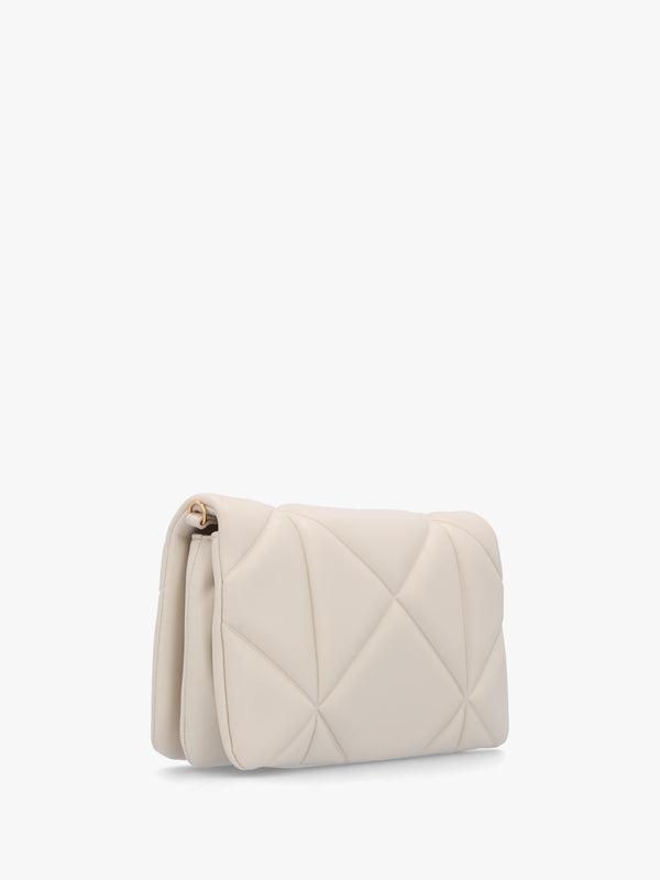 Heart Logo Quilted Avorio Cross Body Bag