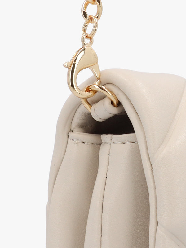 Heart Logo Quilted Avorio Cross Body Bag