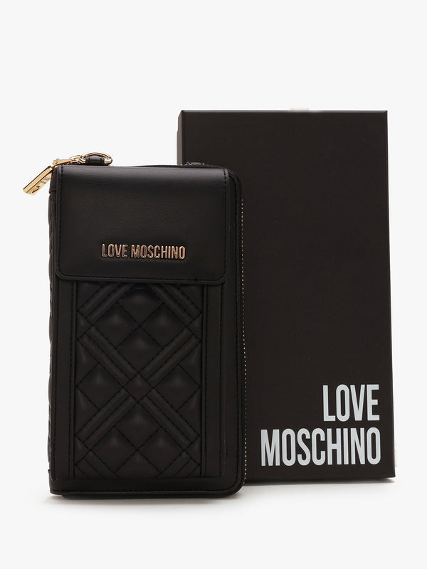 Diamond Quilt Nero Wallet Phone Case On A Chain