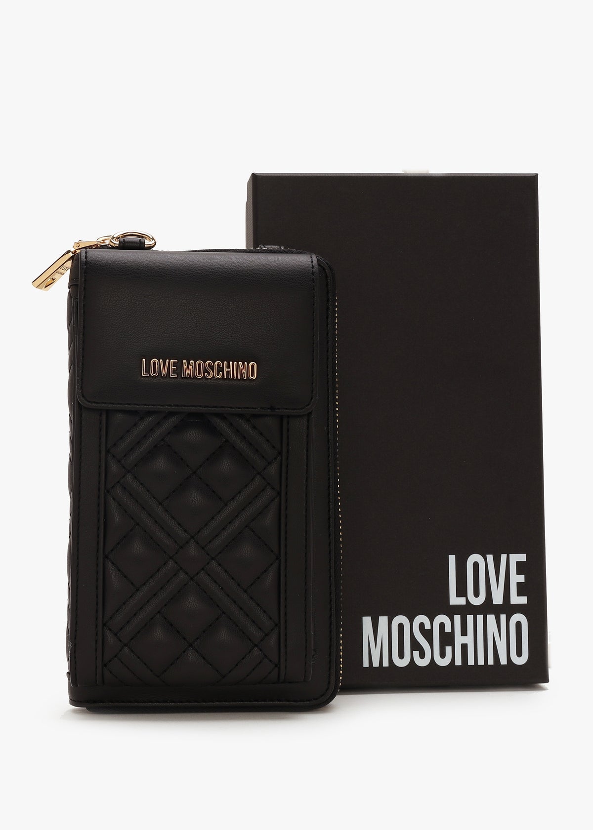 Diamond Quilt Nero Wallet Phone Case On A Chain