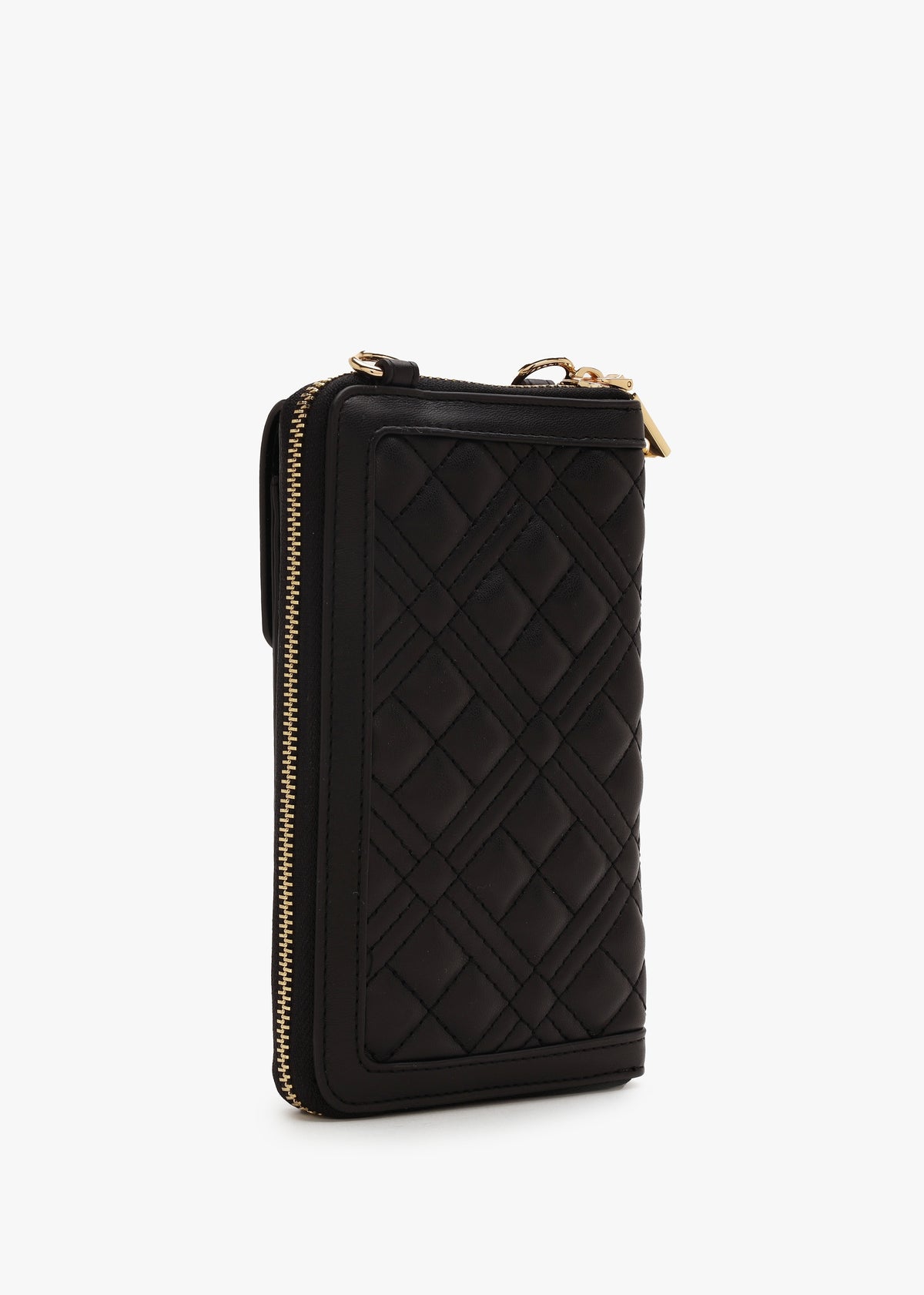 Diamond Quilt Nero Wallet Phone Case On A Chain