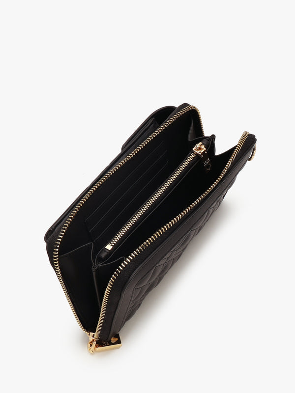 Diamond Quilt Nero Wallet Phone Case On A Chain