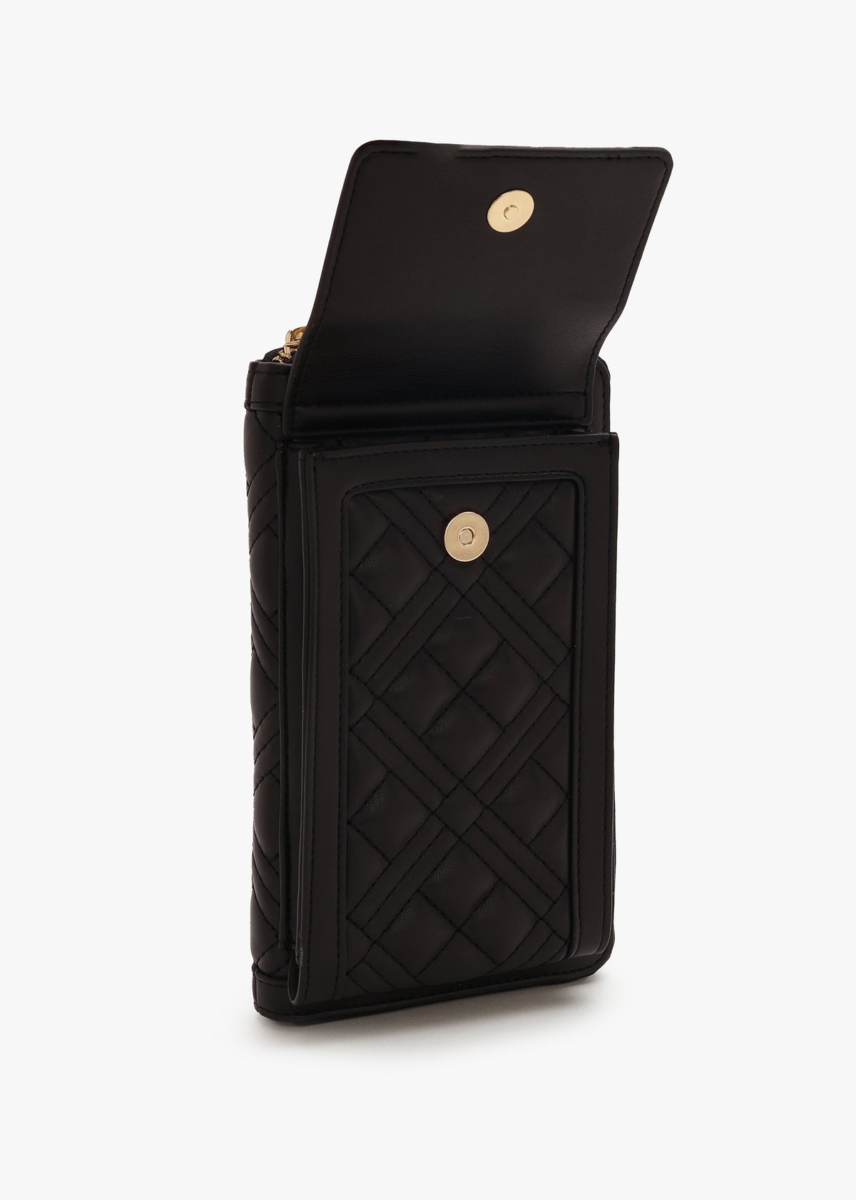 Diamond Quilt Nero Wallet Phone Case On A Chain