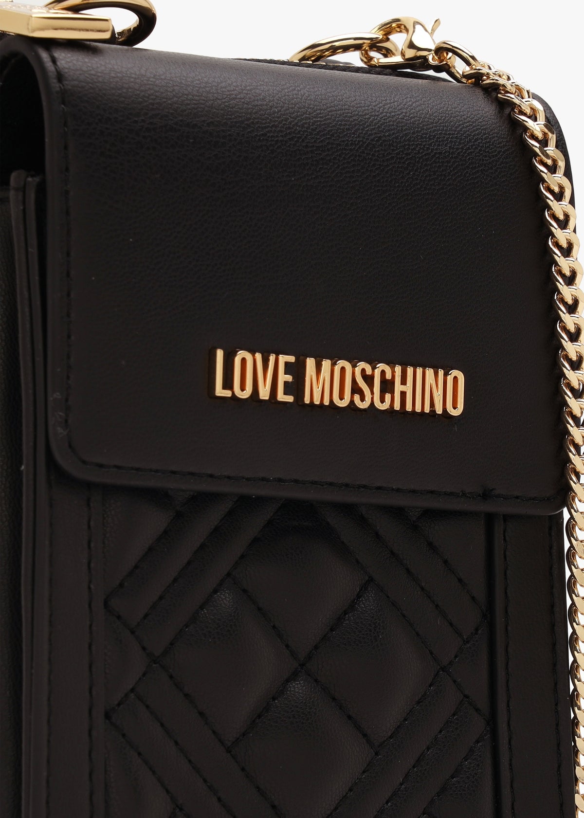 Diamond Quilt Nero Wallet Phone Case On A Chain