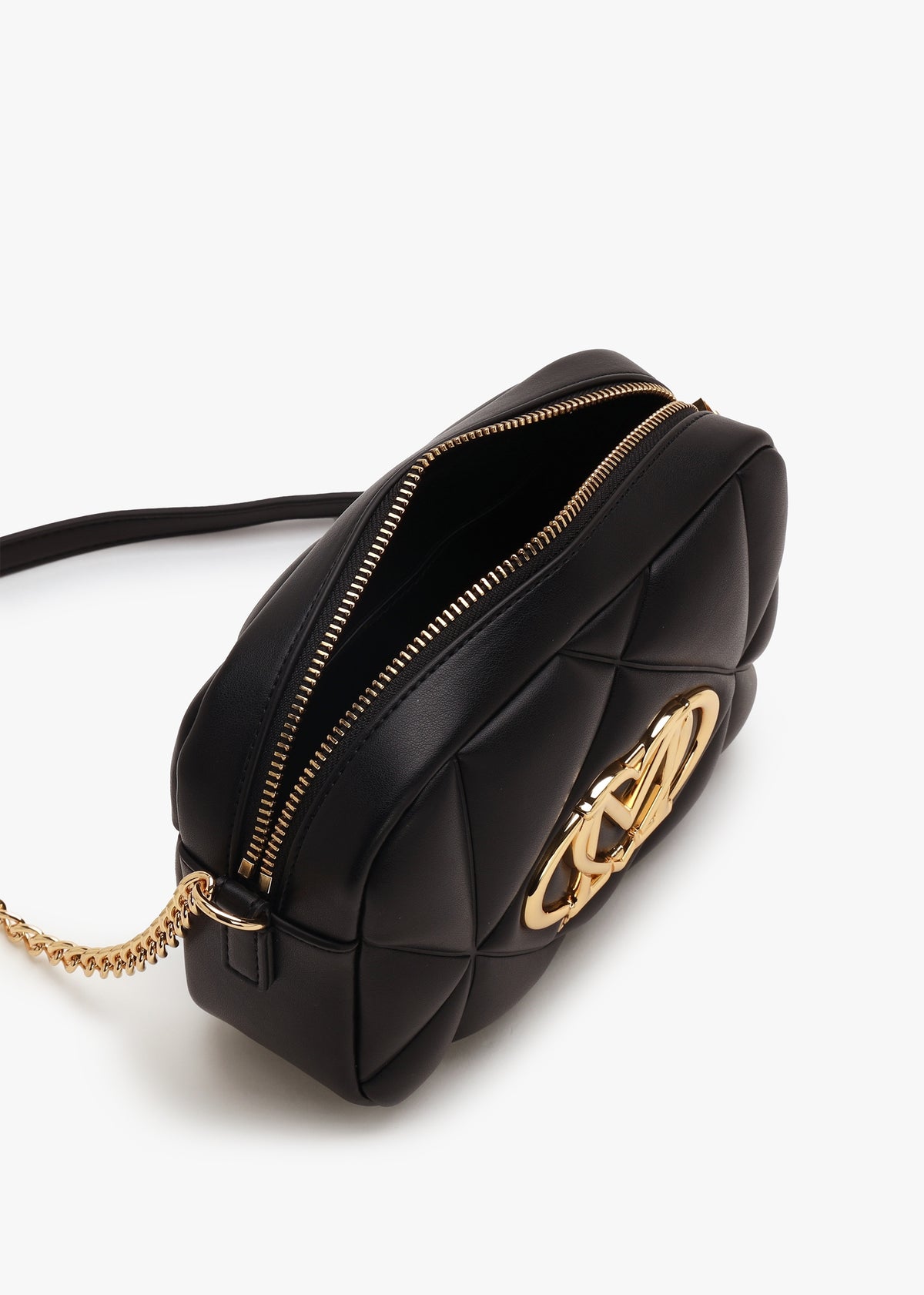 Heart Logo Quilted Nero Cross-Body Bag