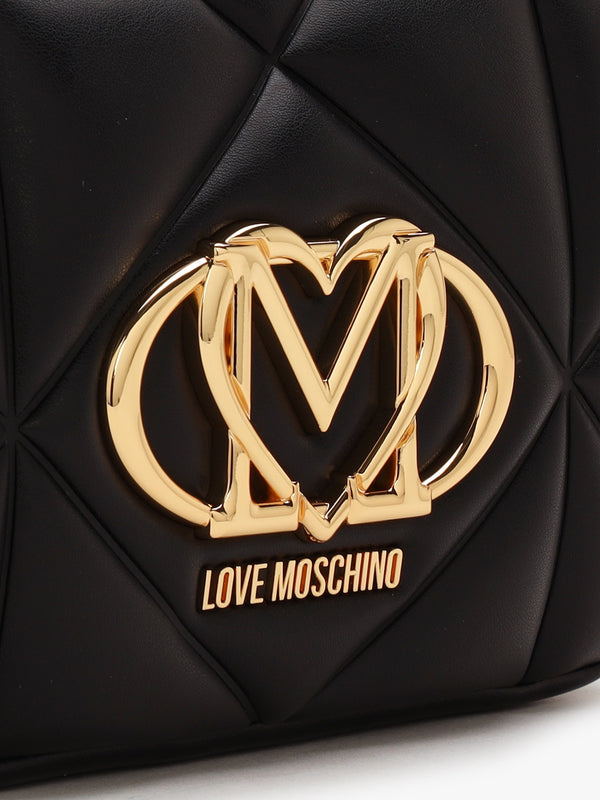 Heart Logo Quilted Nero Cross-Body Bag