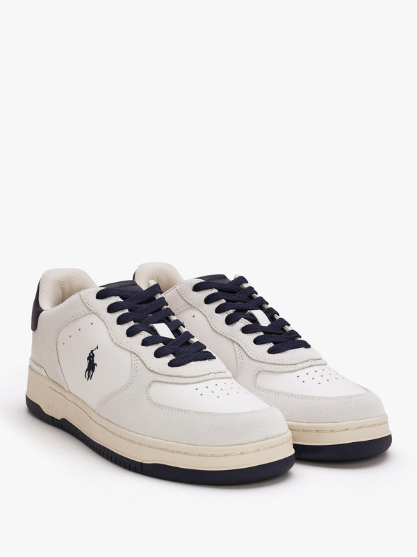 Men’s Master Court White & Navy Leather Trainers
