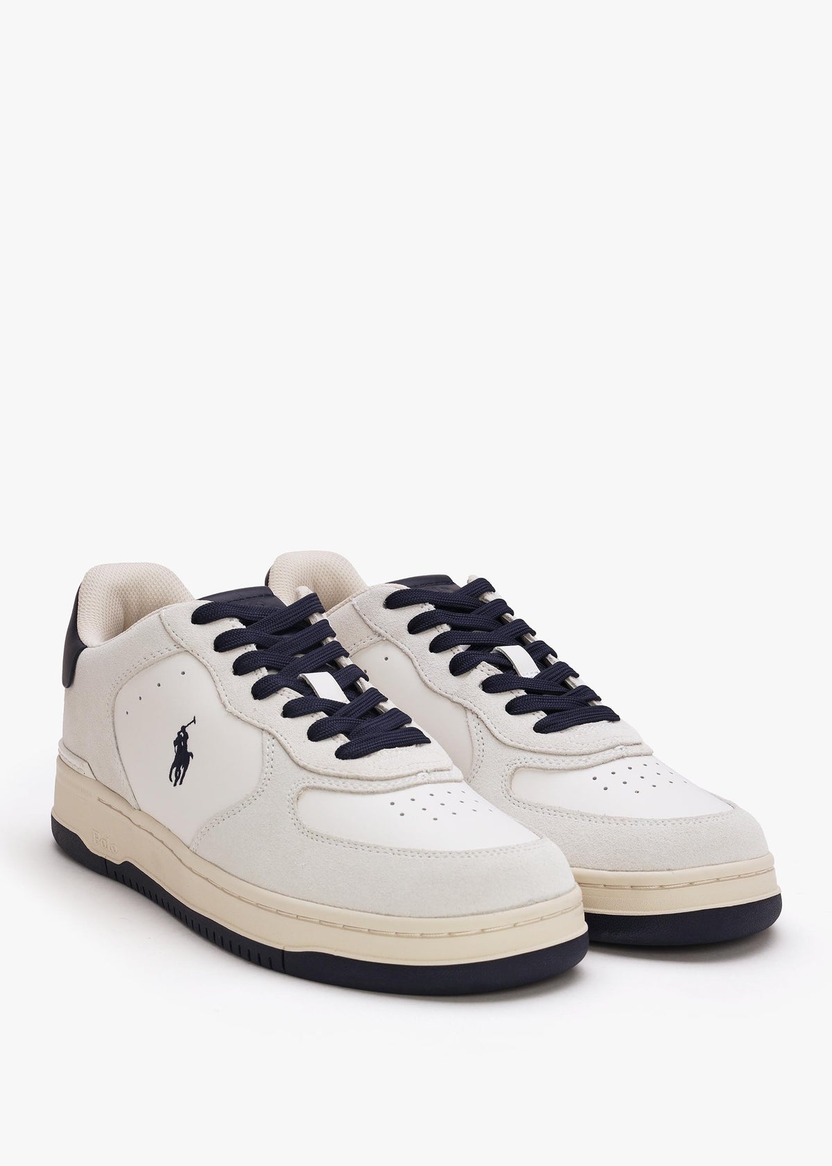 Men’s Master Court White & Navy Leather Trainers