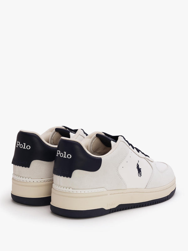 Men’s Master Court White & Navy Leather Trainers