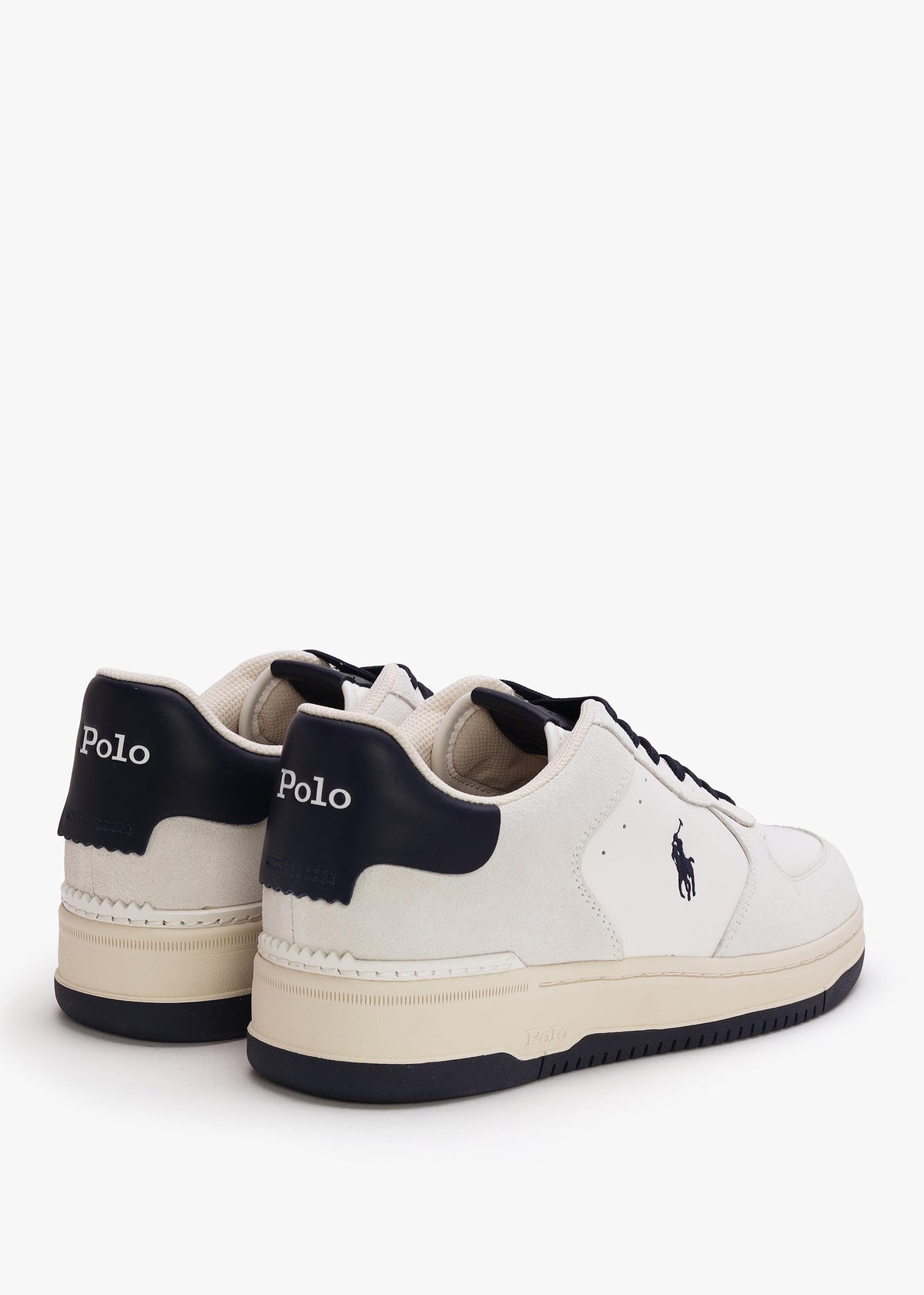 Men’s Master Court White & Navy Leather Trainers