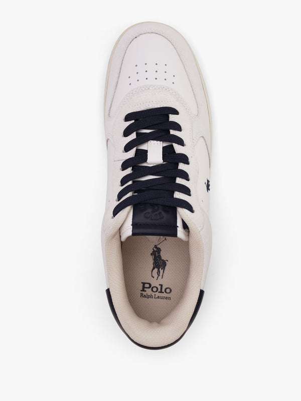 Men’s Master Court White & Navy Leather Trainers